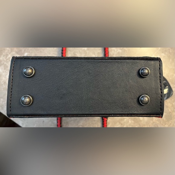 NWT Western Linen Red & Black Woven Checkered Leather Crossbody/Shoulder/Handbag - Picture 5 of 9